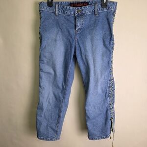 Mudd Y2K Lace Up Side Capri Jeans Blue Size 13